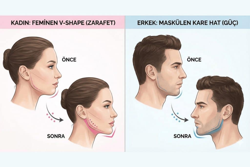 Çene dolgusu öncesi sonrası